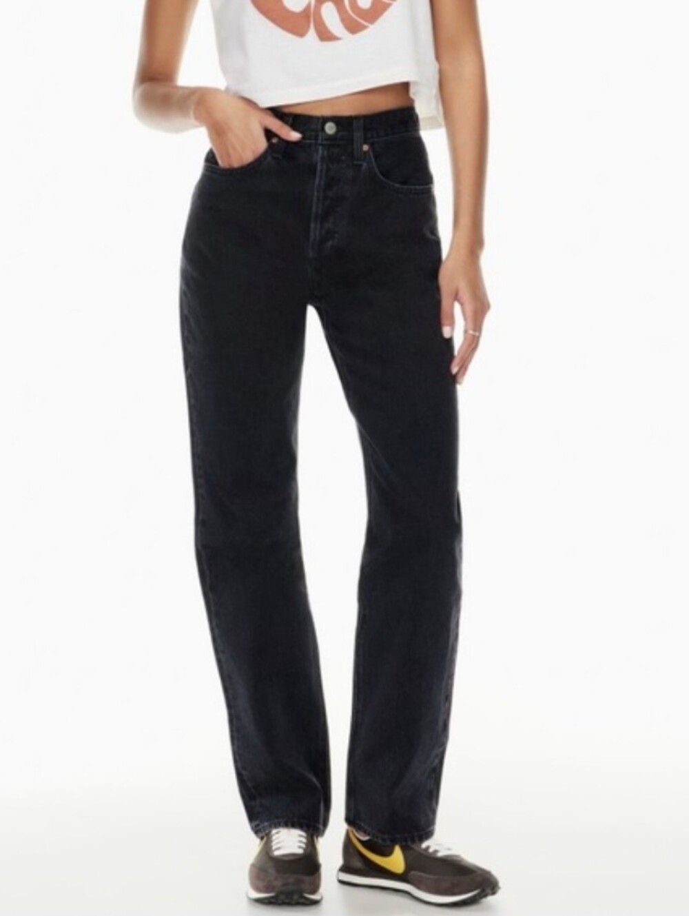 Denim Forum Joni High Rise Loose Jeans Faded Black - Size 23